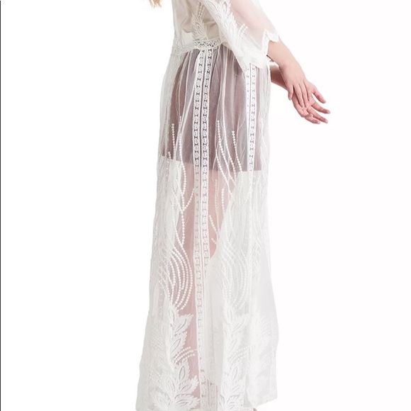 NWT! Black Tape Sheer Embroidered Long XS Kimono, Cover-Up, Wrap, Retail $69 - Picture 3 of 11